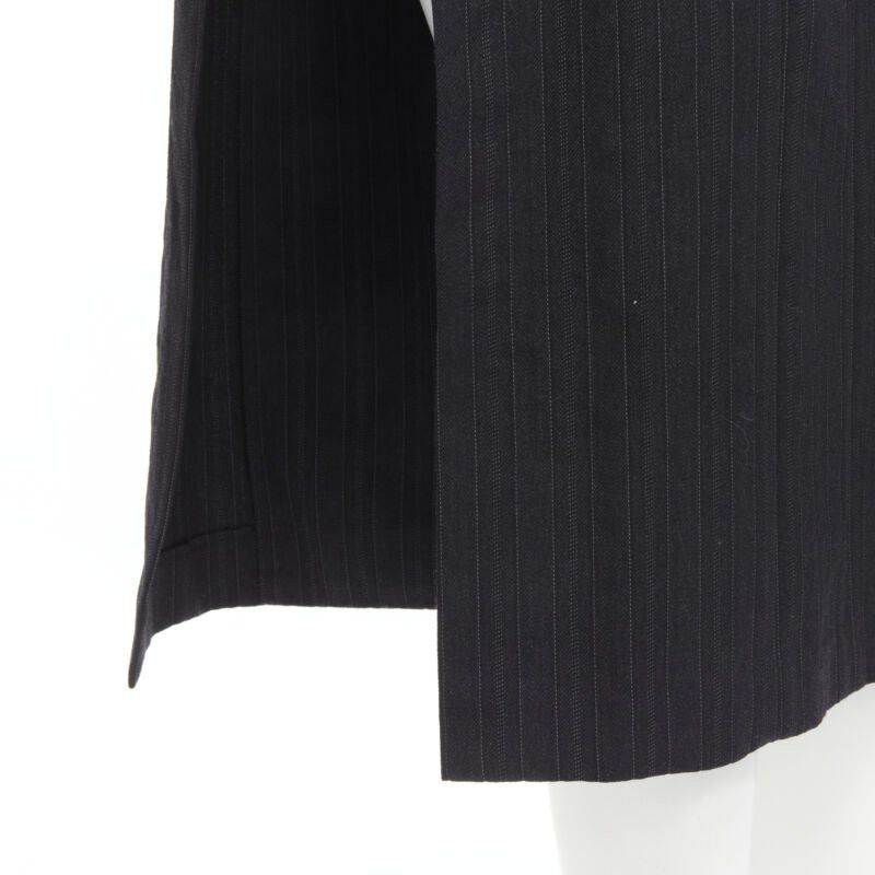 Comme des Garcons COMME DES GARCONS 1994 dark grey pinstripe frayed cut collar boxy coat M Size M / US 6-8 / IT 42-44 - 8 Thumbnail