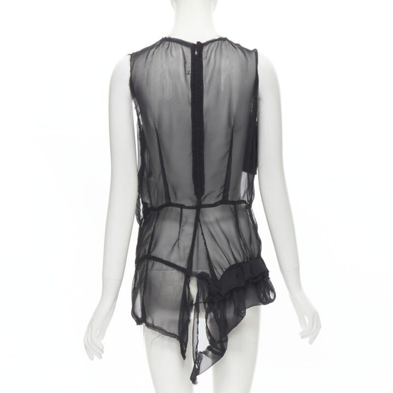 Comme des Garcons COMME DES GARCONS 2009 black sheer velvet patchwork bumps raw sleeveless vest M Size M / US 6-8 / IT 42-44 - 5 Thumbnail