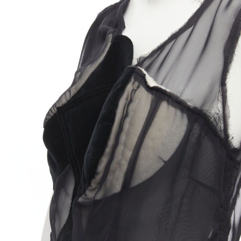 Comme des Garcons COMME DES GARCONS 2009 black sheer velvet patchwork bumps raw sleeveless vest M Size M / US 6-8 / IT 42-44 - 2 Thumbnail