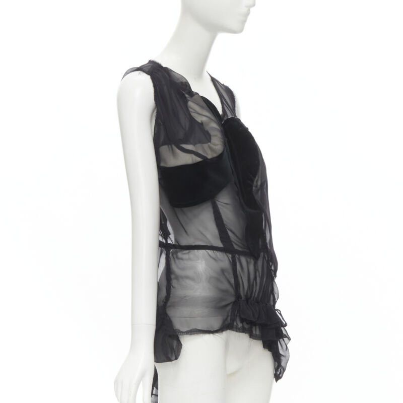 Comme des Garcons COMME DES GARCONS 2009 black sheer velvet patchwork bumps raw sleeveless vest M Size M / US 6-8 / IT 42-44 - 3 Thumbnail