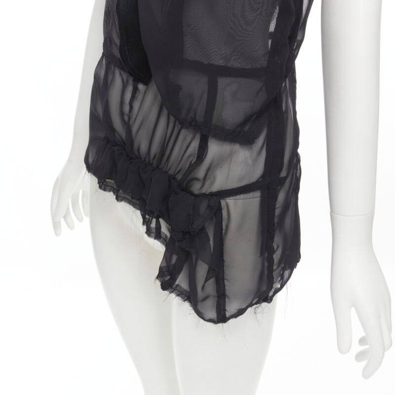 Comme des Garcons COMME DES GARCONS 2009 black sheer velvet patchwork bumps raw sleeveless vest M Size M / US 6-8 / IT 42-44 - 7 Thumbnail