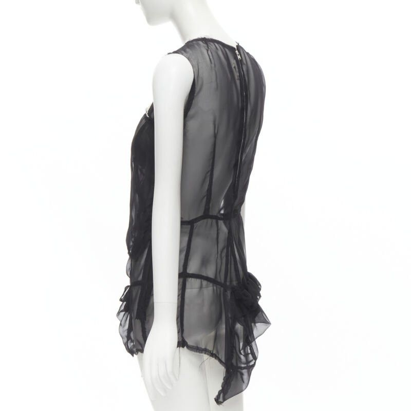 Comme des Garcons COMME DES GARCONS 2009 black sheer velvet patchwork bumps raw sleeveless vest M Size M / US 6-8 / IT 42-44 - 6 Thumbnail