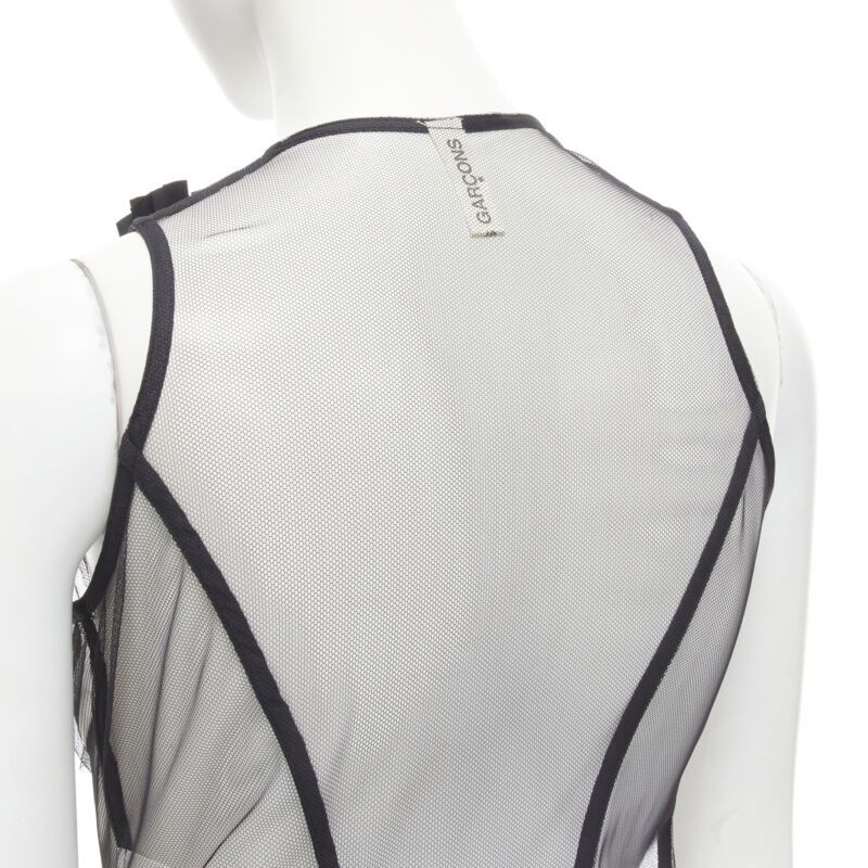 Comme des Garcons COMME DES GARCONS 2004 black sheer net mesh jewel embellishment ruffle vest S Size S / US 4 / IT 40 - 7 Thumbnail