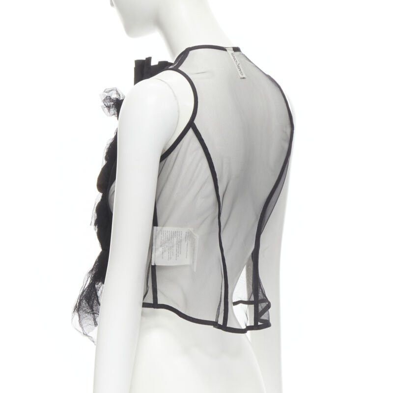 Comme des Garcons COMME DES GARCONS 2004 black sheer net mesh jewel embellishment ruffle vest S Size S / US 4 / IT 40 - 6 Thumbnail