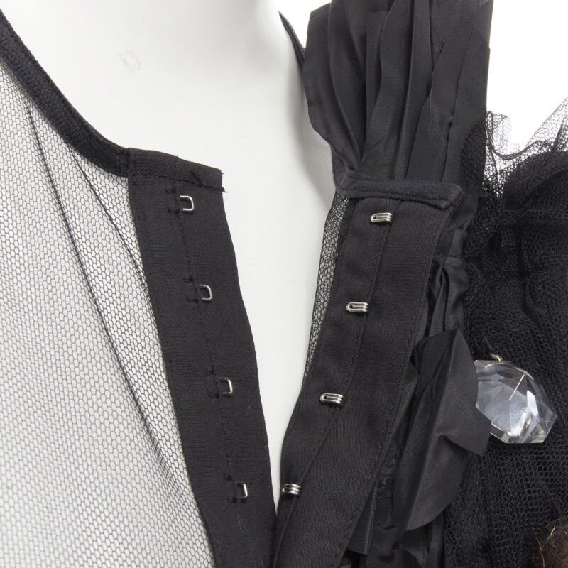 Comme des Garcons COMME DES GARCONS 2004 black sheer net mesh jewel embellishment ruffle vest S Size S / US 4 / IT 40 - 8 Thumbnail