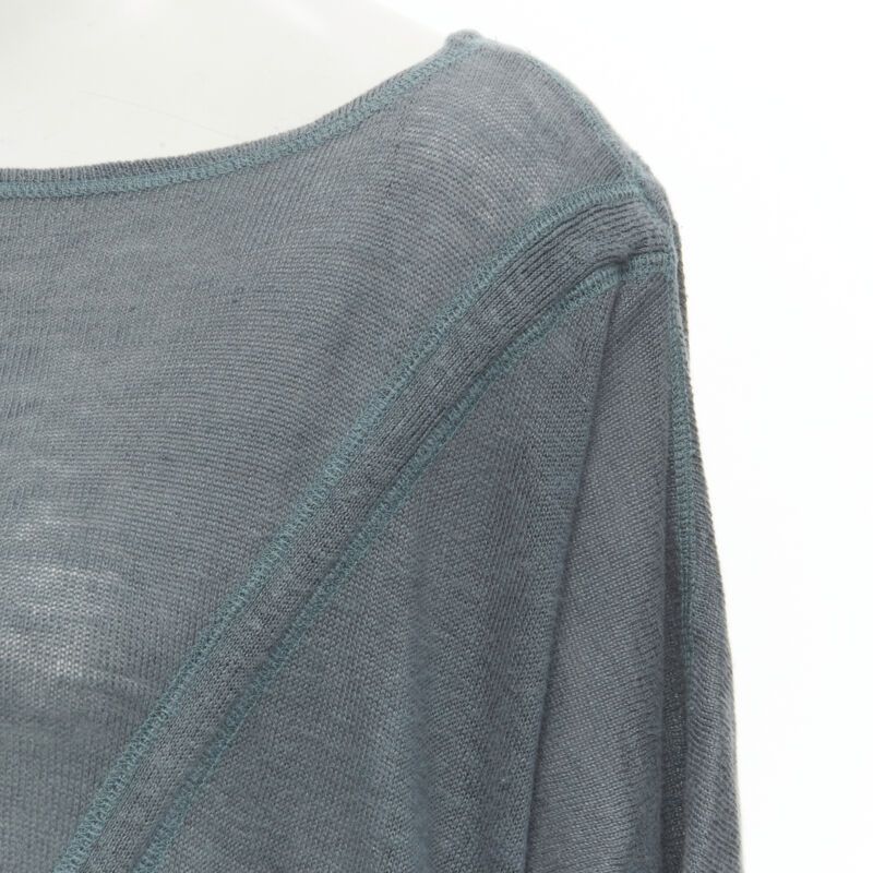 Issey Miyake ISSEY MIYAKE 1980's Vintage teal blue diagonal bias drawstring sweater M Rare Size M / US 6-8 / IT 42-44 - 7 Thumbnail