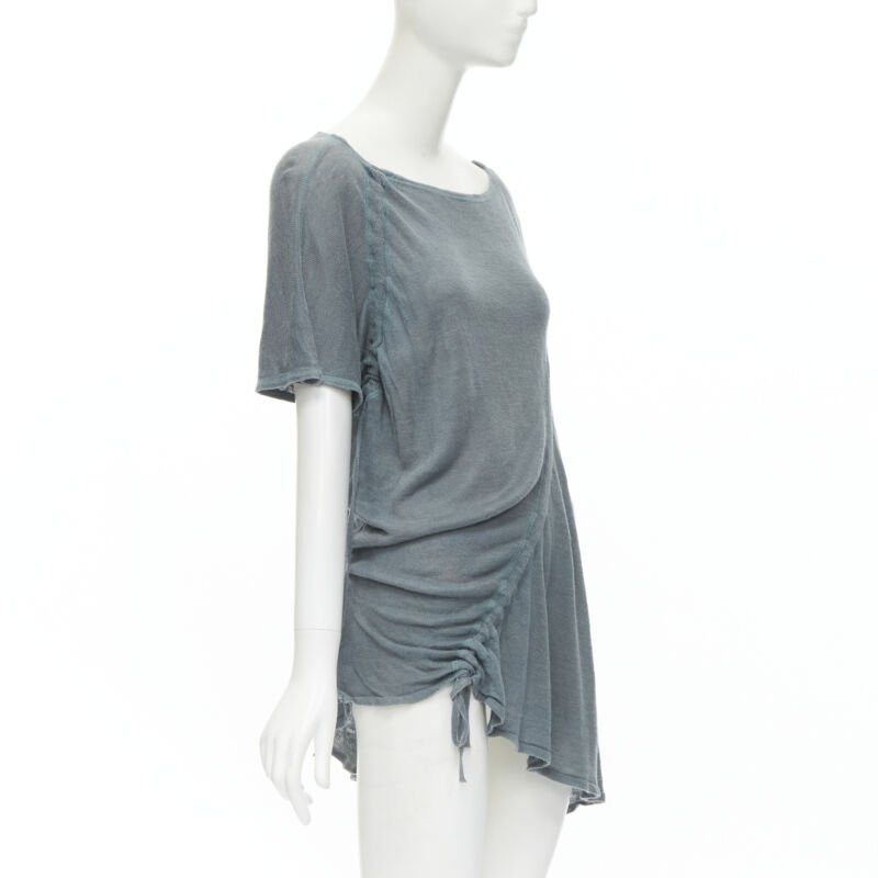 Issey Miyake ISSEY MIYAKE 1980's Vintage teal blue diagonal bias drawstring sweater M Rare Size M / US 6-8 / IT 42-44 - 3 Thumbnail