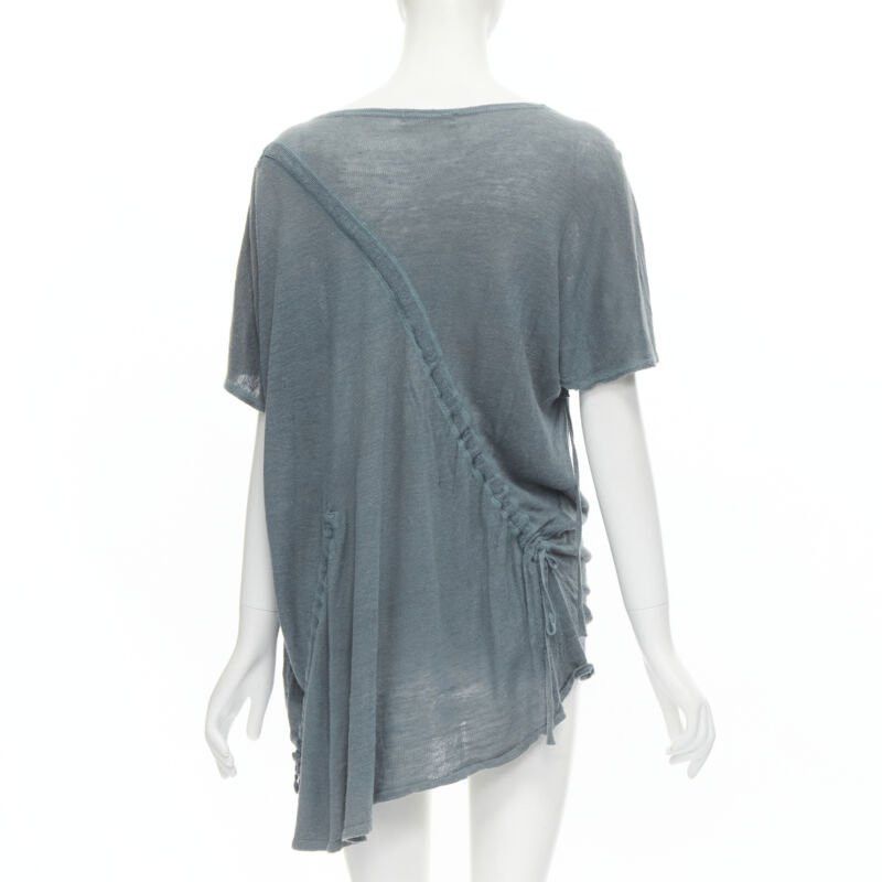 Issey Miyake ISSEY MIYAKE 1980's Vintage teal blue diagonal bias drawstring sweater M Rare Size M / US 6-8 / IT 42-44 - 5 Thumbnail