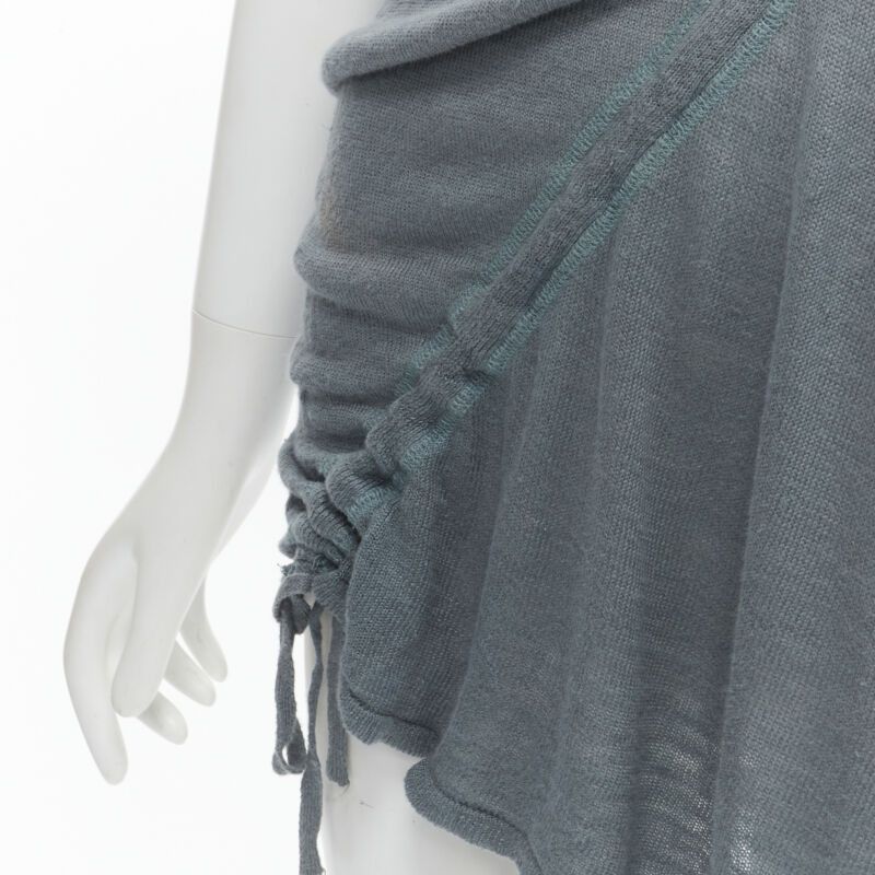 Issey Miyake ISSEY MIYAKE 1980's Vintage teal blue diagonal bias drawstring sweater M Rare Size M / US 6-8 / IT 42-44 - 2 Thumbnail