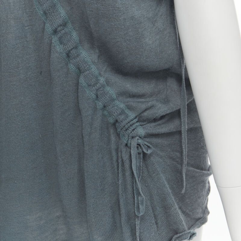 Issey Miyake ISSEY MIYAKE 1980's Vintage teal blue diagonal bias drawstring sweater M Rare Size M / US 6-8 / IT 42-44 - 9 Thumbnail