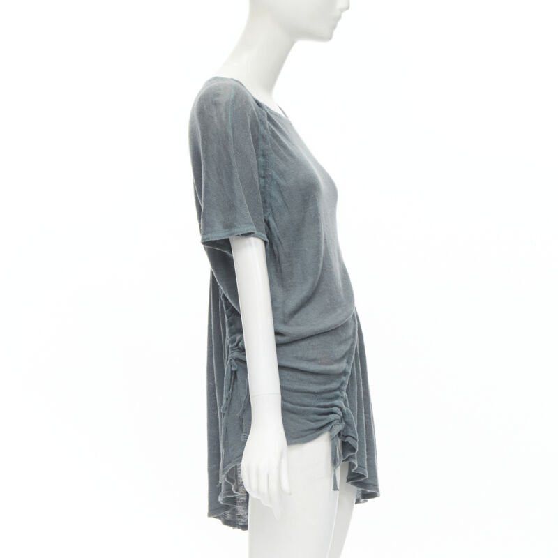 Issey Miyake ISSEY MIYAKE 1980's Vintage teal blue diagonal bias drawstring sweater M Rare Size M / US 6-8 / IT 42-44 - 4 Thumbnail