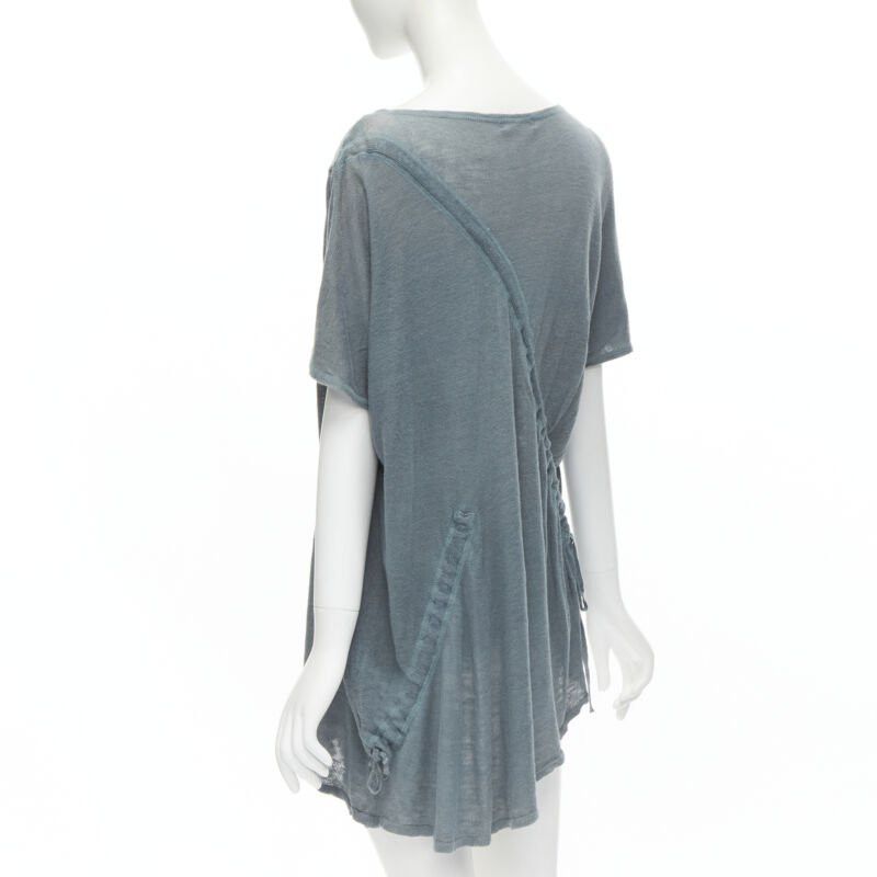 Issey Miyake ISSEY MIYAKE 1980's Vintage teal blue diagonal bias drawstring sweater M Rare Size M / US 6-8 / IT 42-44 - 6 Thumbnail