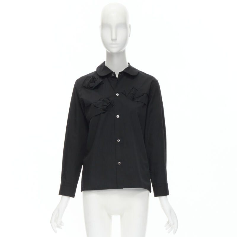 Junya Watanabe JUNYA WATANABE 1999 black cotton rose bud round collar long sleeve shirt M Size M / US 6-8 / IT 42-44 - 11 Thumbnail