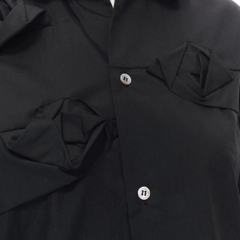 Junya Watanabe JUNYA WATANABE 1999 black cotton rose bud round collar long sleeve shirt M Size M / US 6-8 / IT 42-44 - 7 Thumbnail