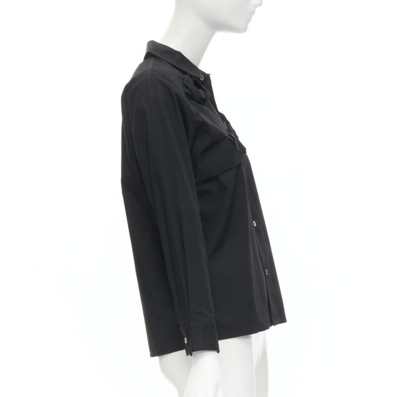 Junya Watanabe JUNYA WATANABE 1999 black cotton rose bud round collar long sleeve shirt M Size M / US 6-8 / IT 42-44 - 4 Thumbnail