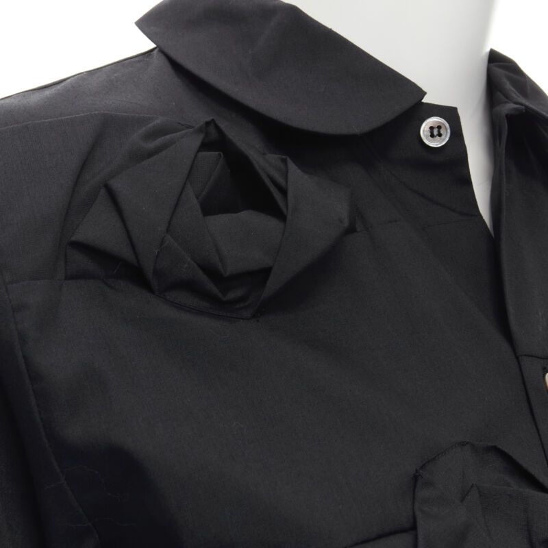 Junya Watanabe JUNYA WATANABE 1999 black cotton rose bud round collar long sleeve shirt M Size M / US 6-8 / IT 42-44 - 2 Thumbnail