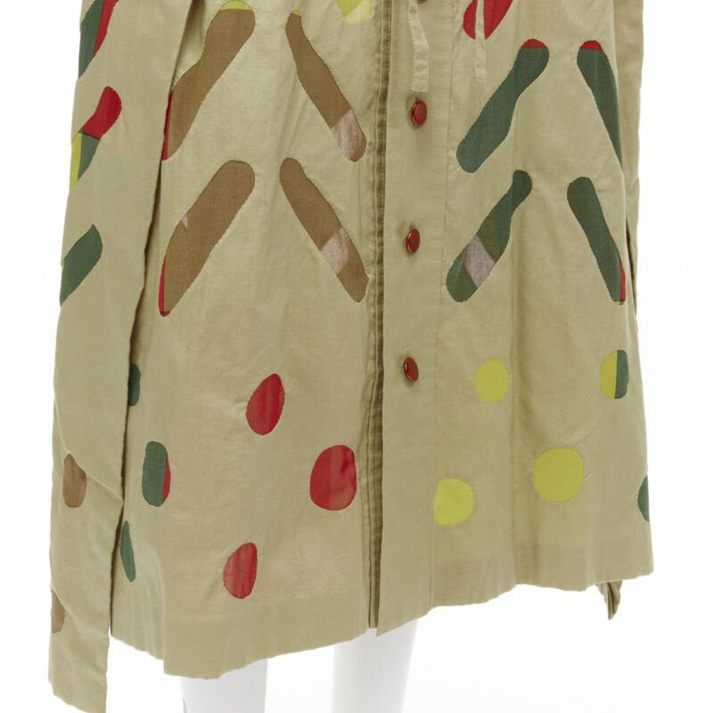 Issey Miyake ISSEY MIYAKE Vintage beige hand stitched colourful sheer panel skirt M Rare Size 28" / US 6 / IT 42 - 7 Thumbnail