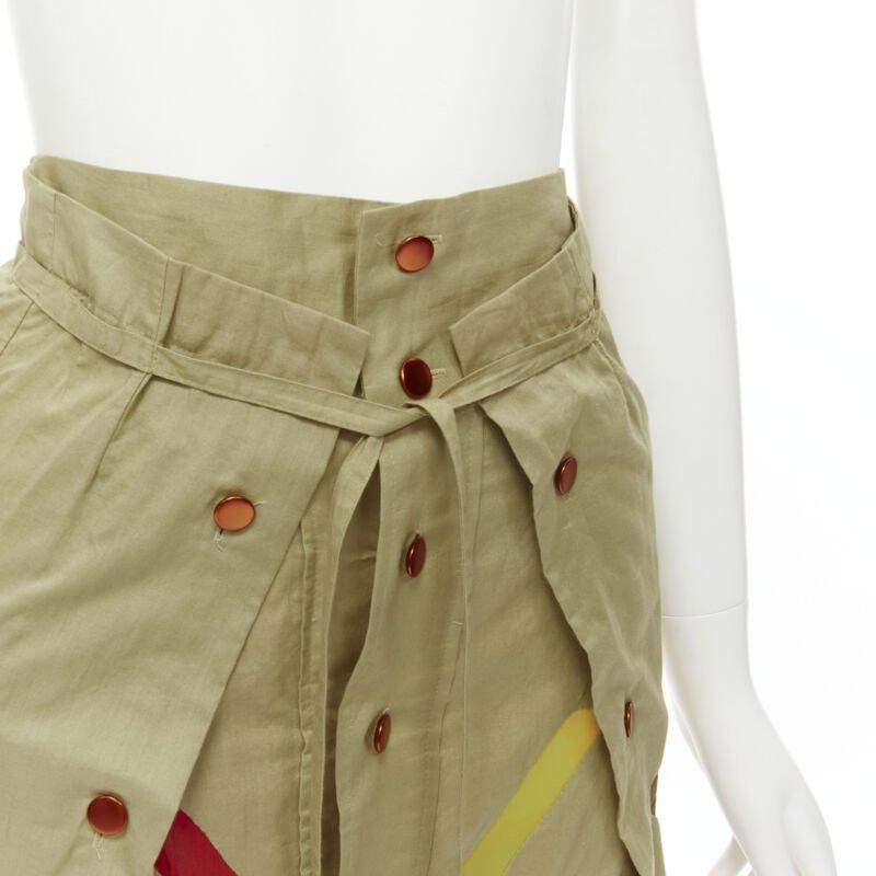 Issey Miyake ISSEY MIYAKE Vintage beige hand stitched colourful sheer panel skirt M Rare Size 28" / US 6 / IT 42 - 2 Thumbnail