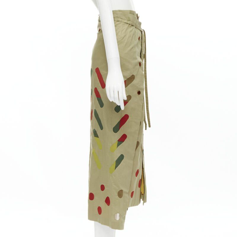 Issey Miyake ISSEY MIYAKE Vintage beige hand stitched colourful sheer panel skirt M Rare Size 28" / US 6 / IT 42 - 4 Thumbnail