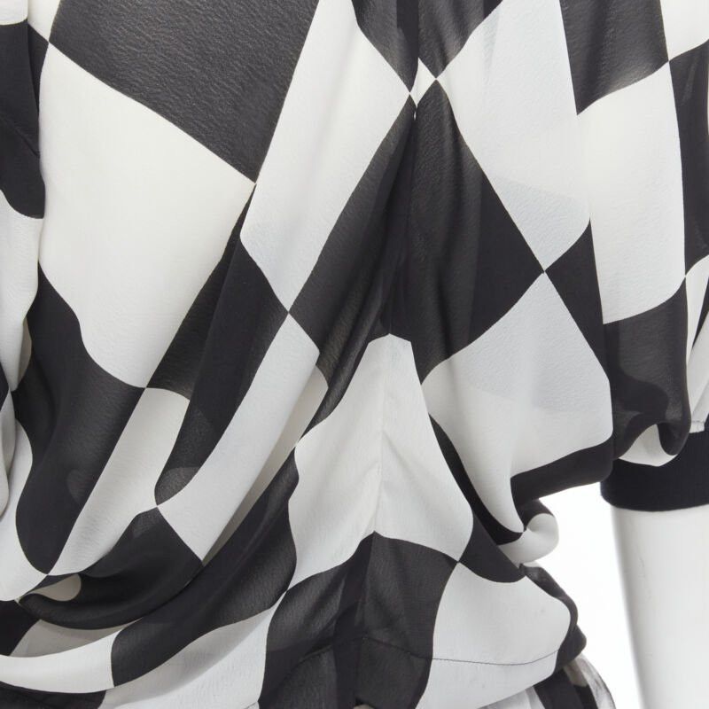 Comme des Garcons COMME DES GARCONS 1988 Runway black white chessboard checkered bomber skirt S Size S / US 4 / IT 40 - 8 Thumbnail