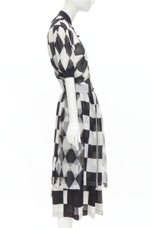 Comme des Garcons COMME DES GARCONS 1988 Runway black white chessboard checkered bomber skirt S Size S / US 4 / IT 40 - 4 Thumbnail