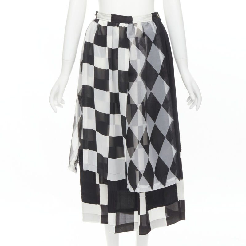 Comme des Garcons COMME DES GARCONS 1988 Runway black white chessboard checkered bomber skirt S Size S / US 4 / IT 40 - 12 Thumbnail