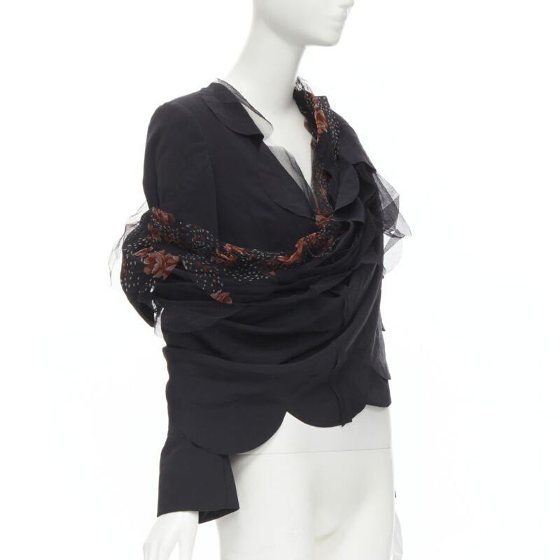 Comme des Garcons rare COMME DES GARCONS 1995 black red rose tulle scalloped sash blazer jacket M Size M / US 6-8 / IT 42-44 - 3 Thumbnail