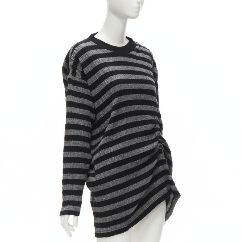 Issey Miyake ISSEY MIYAKE 1980s Vintage grey black stripe draped gathered sweater S Size S / US 4 / IT 40 - 3 Thumbnail