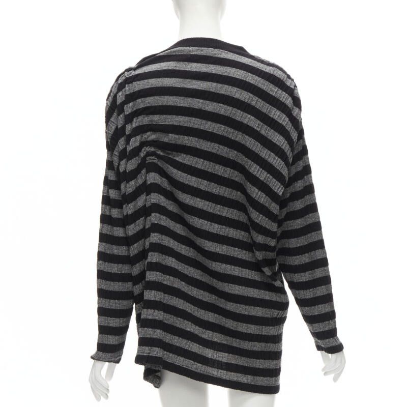 Issey Miyake ISSEY MIYAKE 1980s Vintage grey black stripe draped gathered sweater S Size S / US 4 / IT 40 - 5 Thumbnail
