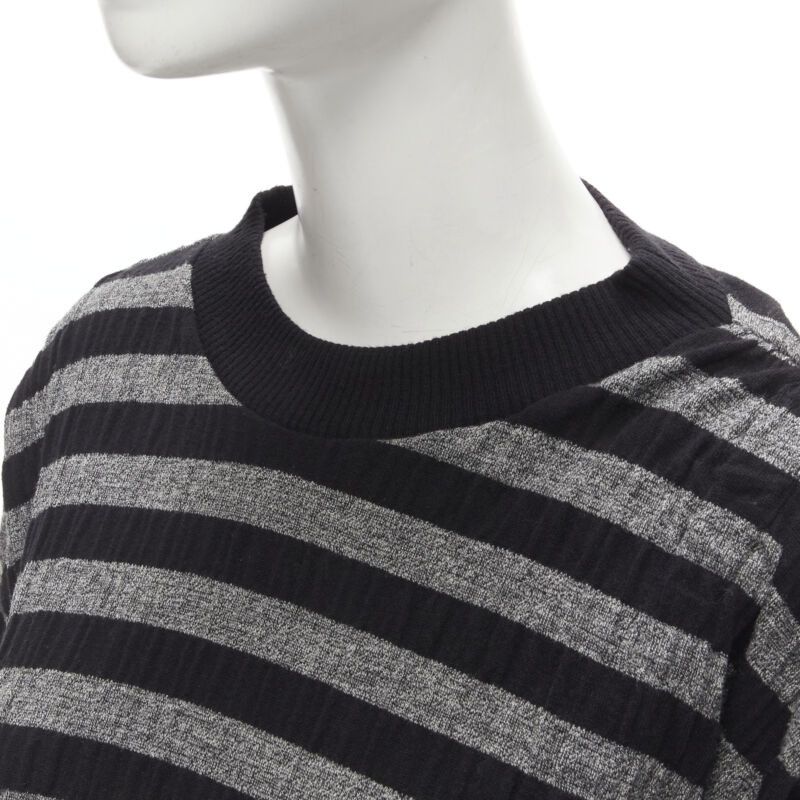 Issey Miyake ISSEY MIYAKE 1980s Vintage grey black stripe draped gathered sweater S Size S / US 4 / IT 40 - 7 Thumbnail