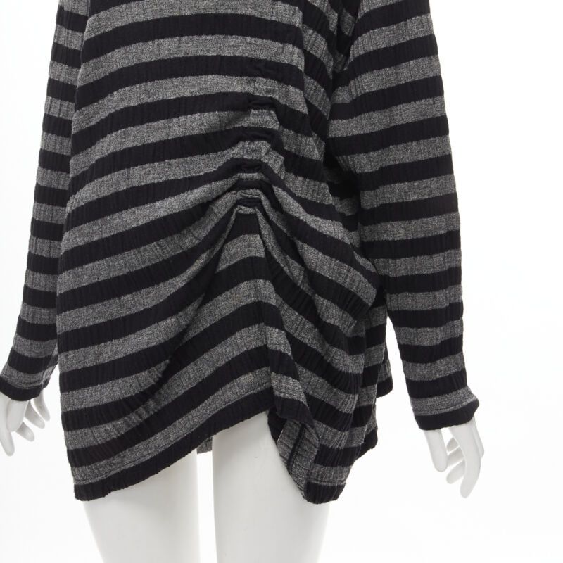 Issey Miyake ISSEY MIYAKE 1980s Vintage grey black stripe draped gathered sweater S Size S / US 4 / IT 40 - 2 Thumbnail