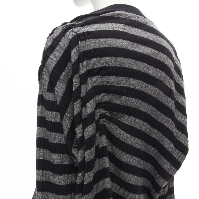 Issey Miyake ISSEY MIYAKE 1980s Vintage grey black stripe draped gathered sweater S Size S / US 4 / IT 40 - 9 Thumbnail