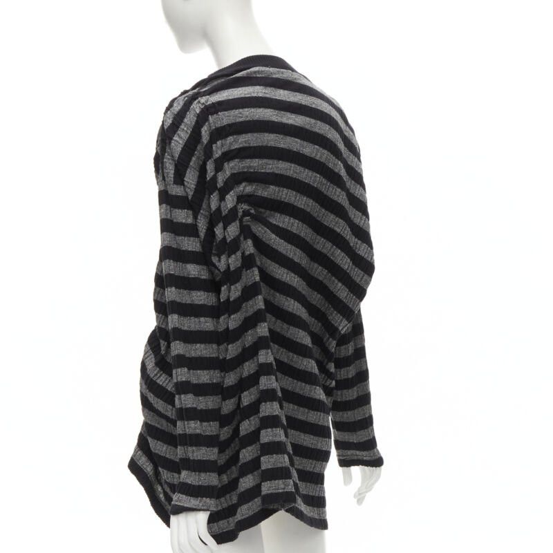 Issey Miyake ISSEY MIYAKE 1980s Vintage grey black stripe draped gathered sweater S Size S / US 4 / IT 40 - 6 Thumbnail