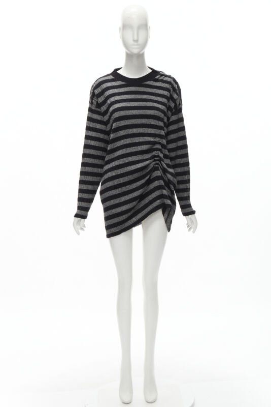 Issey Miyake ISSEY MIYAKE 1980s Vintage grey black stripe draped gathered sweater S Size S / US 4 / IT 40 - 12 Thumbnail