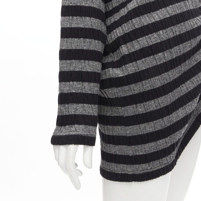 Issey Miyake ISSEY MIYAKE 1980s Vintage grey black stripe draped gathered sweater S Size S / US 4 / IT 40 - 10 Thumbnail