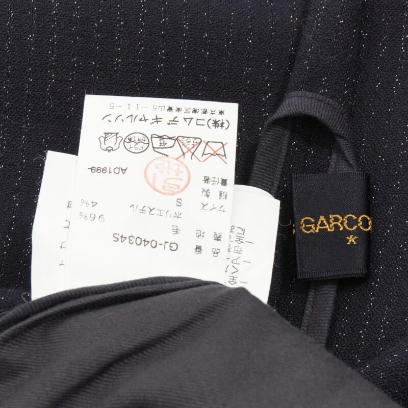 Comme des Garcons COMME DES GARCONS 1999 Vintage black silver pinstripe wool wrap draped coat S Size S / US 4 / IT 40 - 11 Thumbnail