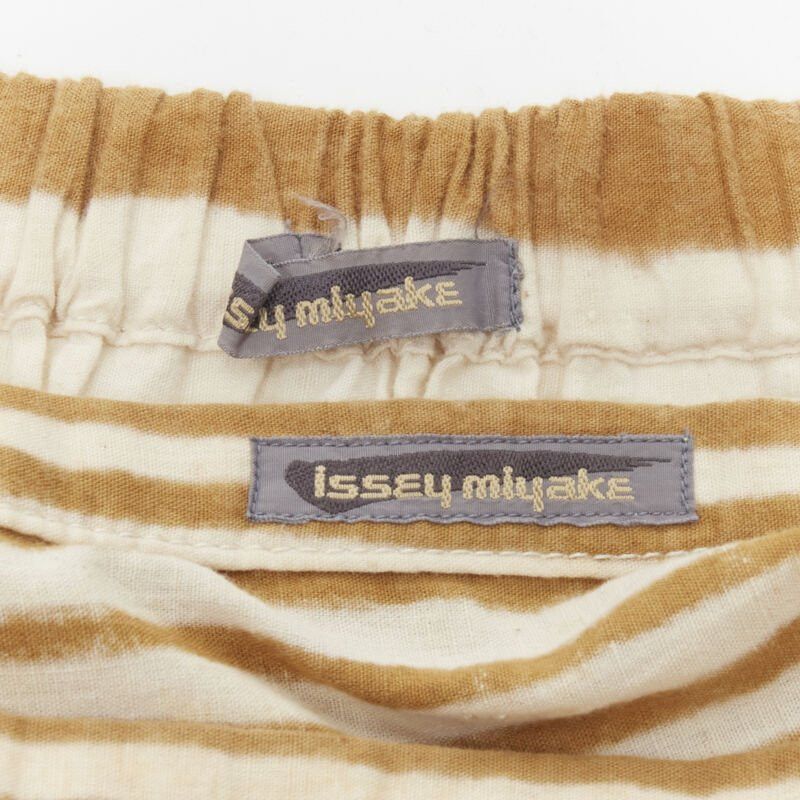 Issey Miyake ISSEY MIYAKE 1980's Vintage beige yellow tribal stripe boxy top skirt set Size M / US 6-8 / IT 42-44 - 12 Thumbnail