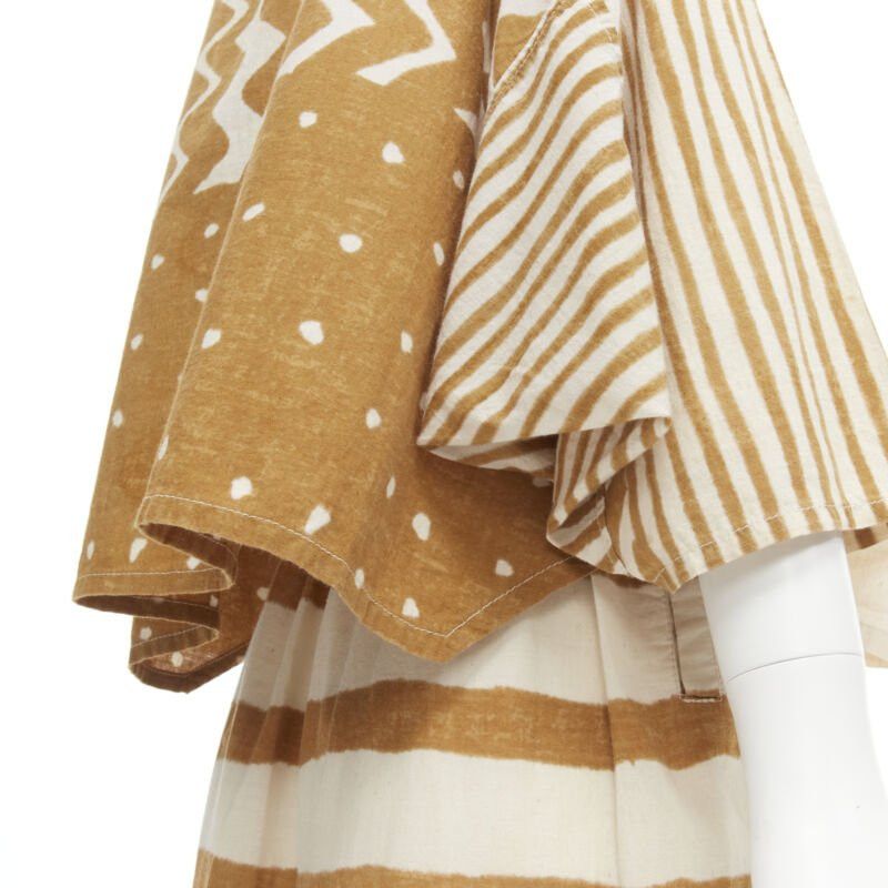 Issey Miyake ISSEY MIYAKE 1980's Vintage beige yellow tribal stripe boxy top skirt set Size M / US 6-8 / IT 42-44 - 7 Thumbnail