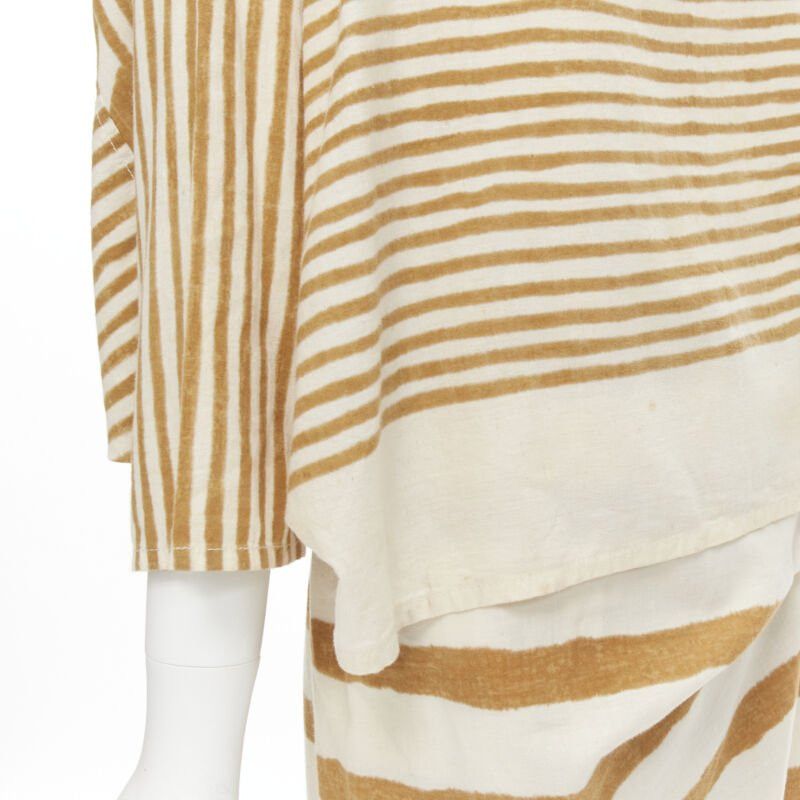 Issey Miyake ISSEY MIYAKE 1980's Vintage beige yellow tribal stripe boxy top skirt set Size M / US 6-8 / IT 42-44 - 9 Thumbnail