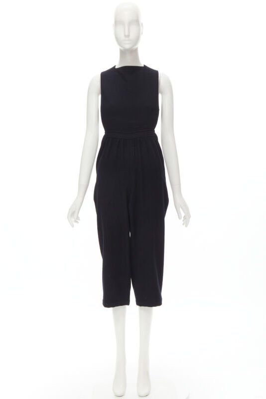 Comme des Garcons COMME DES GARCONS Vintage 1980's black wool cross back cropped jumpsuit S Size 27" / US 4 / IT 40 - 10 Thumbnail