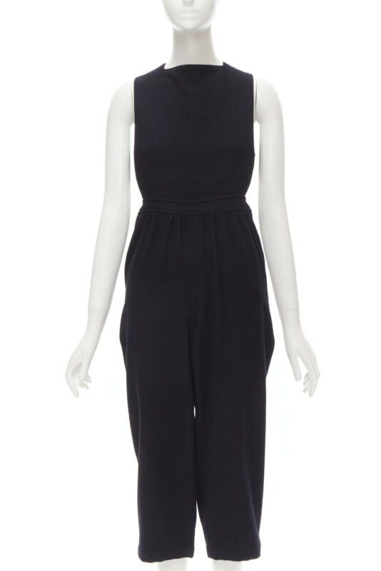 Comme des Garcons COMME DES GARCONS Vintage 1980's black wool cross back cropped jumpsuit S Size 27" / US 4 / IT 40 - 3 Thumbnail