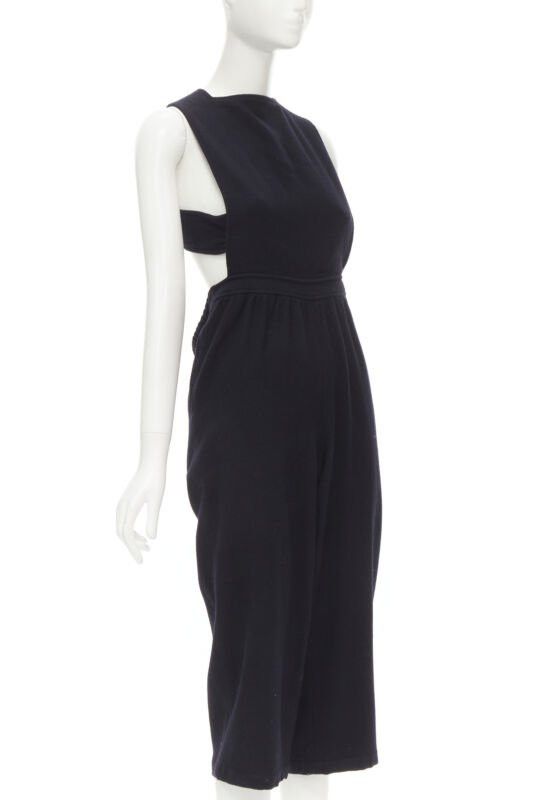 Comme des Garcons COMME DES GARCONS Vintage 1980's black wool cross back cropped jumpsuit S Size 27" / US 4 / IT 40 - 4 Thumbnail