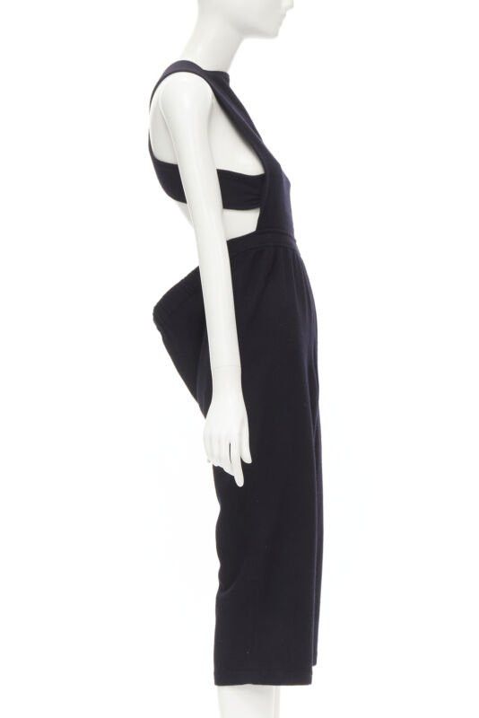 Comme des Garcons COMME DES GARCONS Vintage 1980's black wool cross back cropped jumpsuit S Size 27" / US 4 / IT 40 - 5 Thumbnail