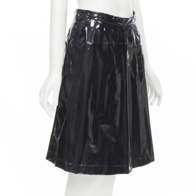 Comme des Garcons COMME DES GARCONS 1991 black vinyl plastic bias cut A-lined flared skirt L Size 30" / US 8 / IT 44 - 3 Thumbnail