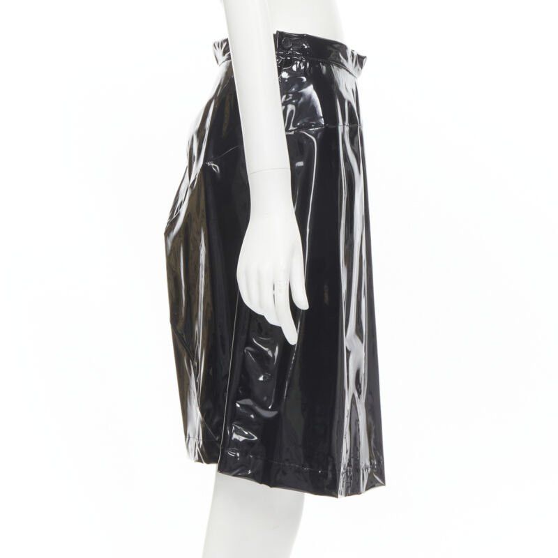 Comme des Garcons COMME DES GARCONS 1991 black vinyl plastic bias cut A-lined flared skirt L Size 30" / US 8 / IT 44 - 4 Thumbnail