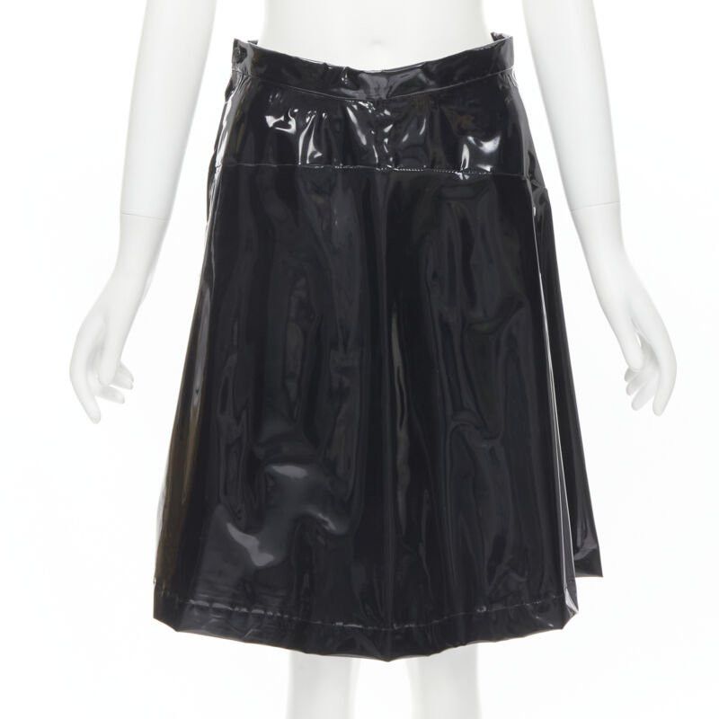 Comme des Garcons COMME DES GARCONS 1991 black vinyl plastic bias cut A-lined flared skirt L Size 30" / US 8 / IT 44 - 5 Thumbnail