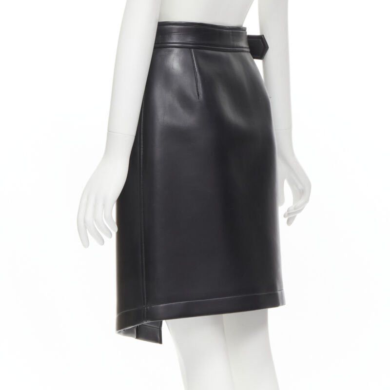 Comme des Garcons COMME DES GARCONS Vintage black faux leather silver buckle wrap skirt M Size 28" / US 6 / IT 42 - 6 Thumbnail