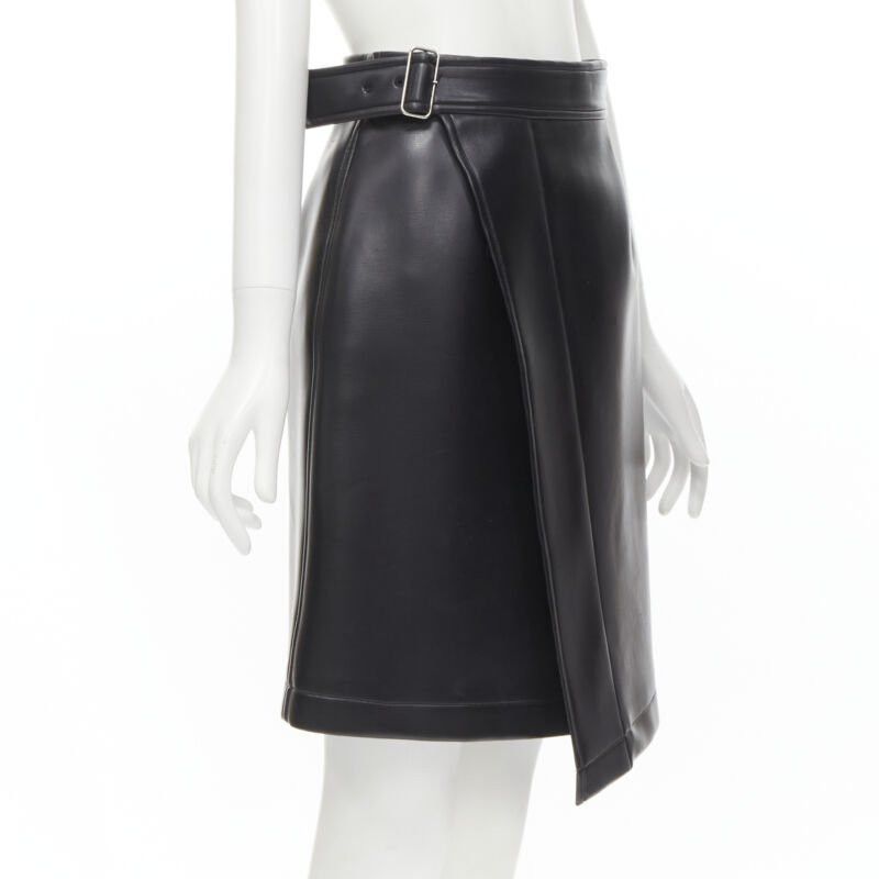 Comme des Garcons COMME DES GARCONS Vintage black faux leather silver buckle wrap skirt M Size 28" / US 6 / IT 42 - 3 Thumbnail