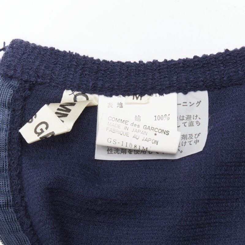 Comme des Garcons COMME DS GARCONS Vintage navy blue terry cotton angular cut armhole zip top M Size M / US 6-8 / IT 42-44 - 9 Thumbnail