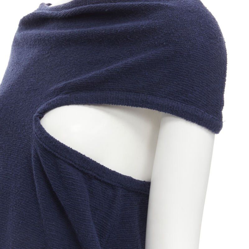 Comme des Garcons COMME DS GARCONS Vintage navy blue terry cotton angular cut armhole zip top M Size M / US 6-8 / IT 42-44 - 7 Thumbnail